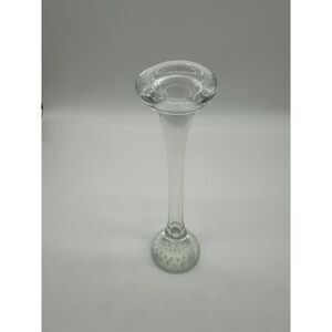 Murano Glass Bullicante Bud Vase 5” Clear Heavy Glass Art Glass Italy
